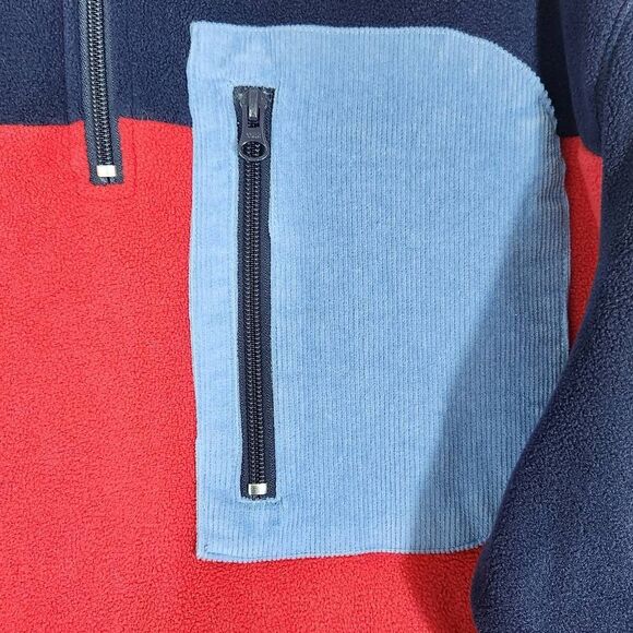 Castaway Red and Blue Fleece Quarter-Zip Pullover Size XL Preppy Fleece Pullover - Picture 4 of 8